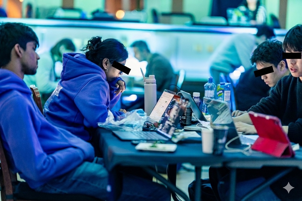 Builders working on laptops together at ETHPrague 2026